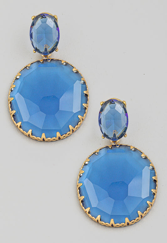Round Crystal Drop Earrings | Choose Color