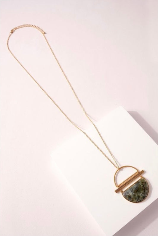 Long Stone Necklace | Grey