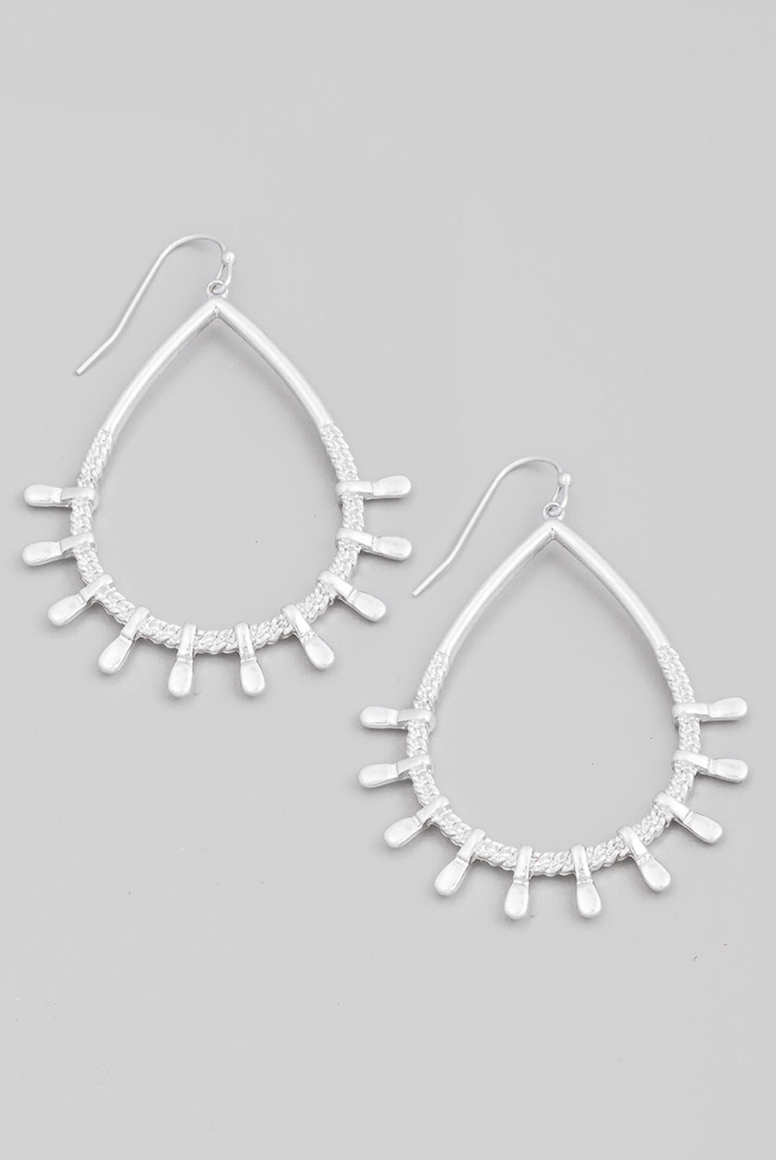 Teardrop Hook Earrings | Silver