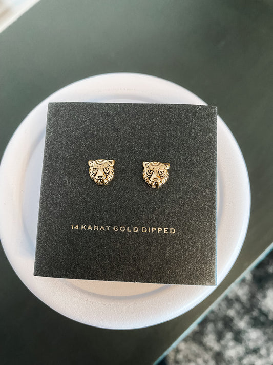 Tiger Earrings | Gold