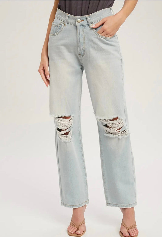V Front Straight Jeans | Ice Blue | FINAL SALE